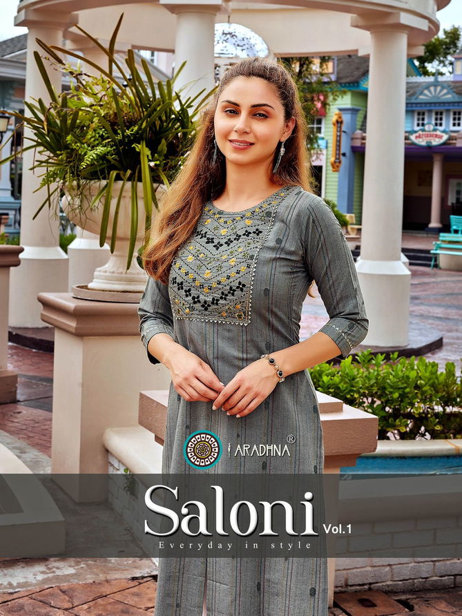 Aradhna Saloni Vol 1 Wholesale Cotton Party Wear Kurtis Catalog